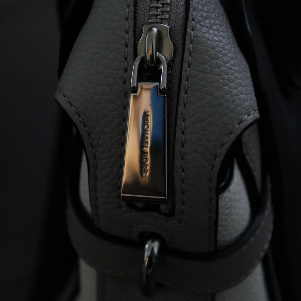 Michael Kors Black and White Colorblock Leather Satchel - Picture 5 of 7